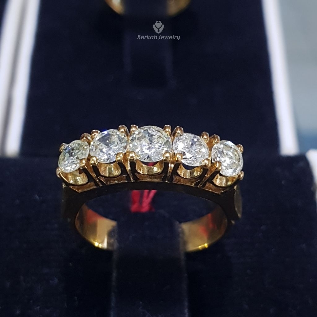 Cincin Listring emas berlian banjar asli 1,10 ct natural diamond