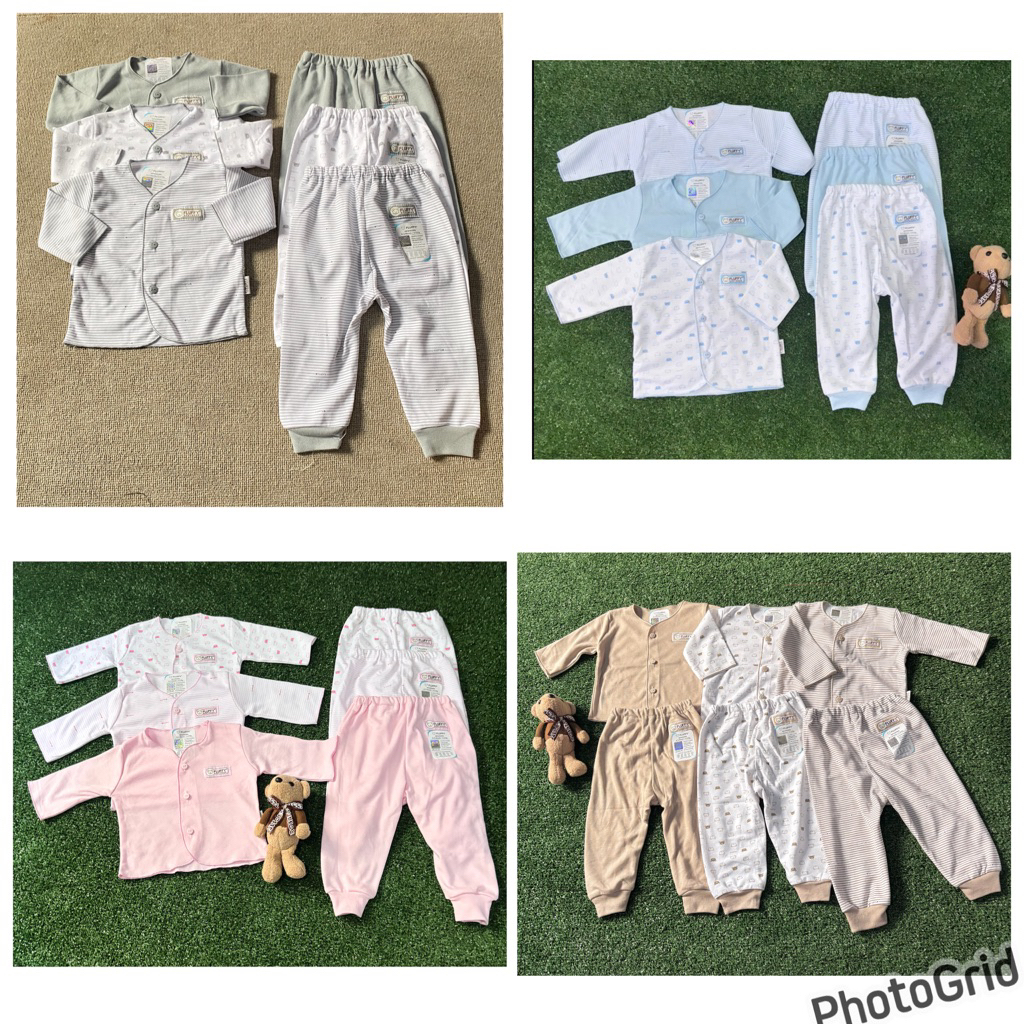 paket usaha set baju panjang fluffy 1 ls mix warna baju panjang bayi merk fluffy baju bayi newborn b