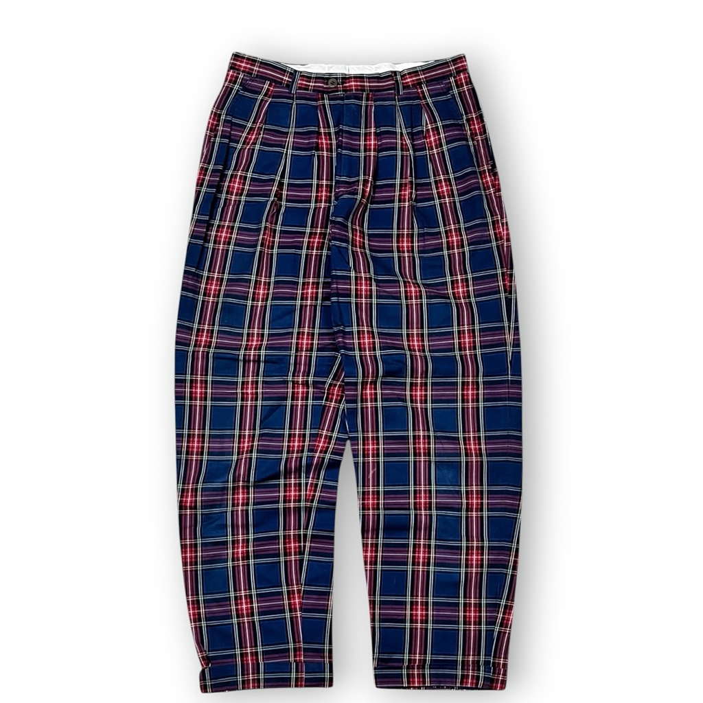 90s Kenzo Tartan Vintage Double Pleated Trousers Regular Fit
