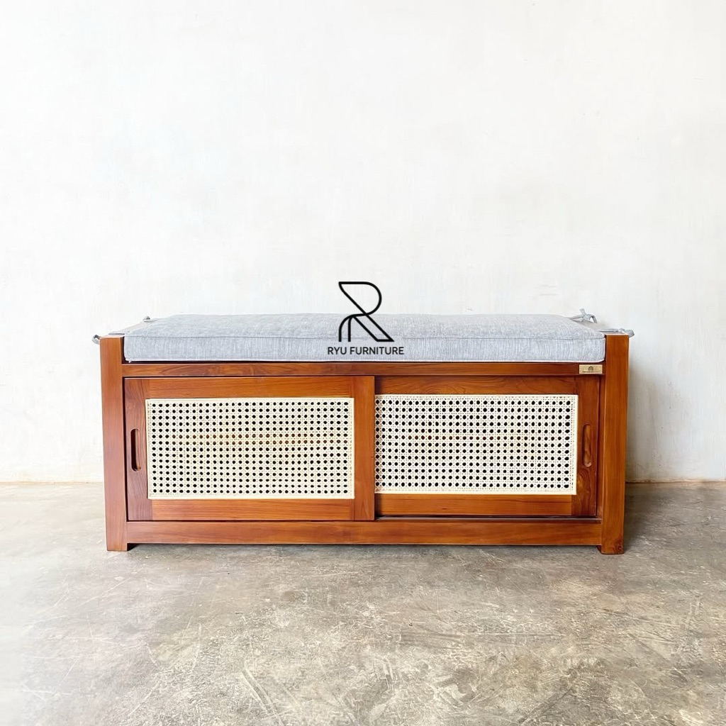 Rak Sepatu Bench Shoes storage Kayu Jati