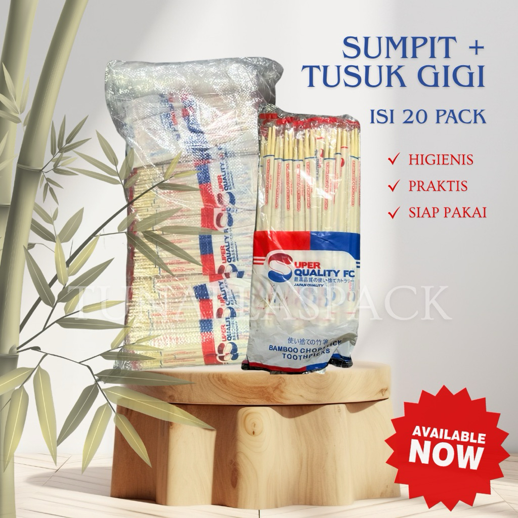 sumpit ion + tusuk gigi 20 pack ( 1000 pasang ) sumpit ion sumpit ion 20 pack sumpit kayu