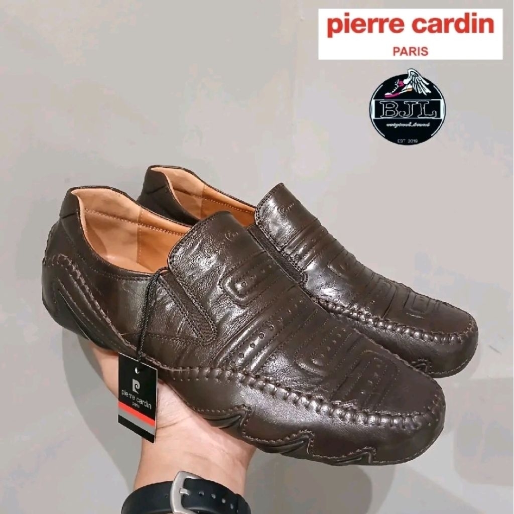 sepatu pierre cardin 9401 d brown original kulit asli