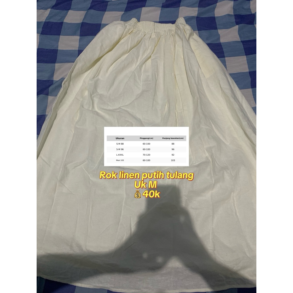 rok linen putih tulang