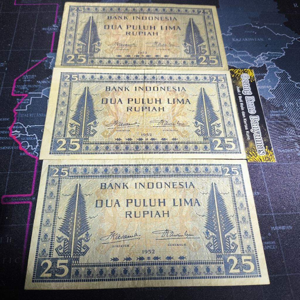 Koleksi 25 Rupiah Seri Budaya Kebudayaan Tahun 1952 Original Bagus