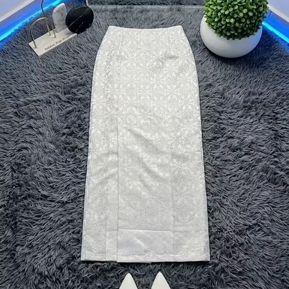 Rok songket span karet siap pakai / Bawahan rok songket kebaya / Rok belah samping Motif Elegan