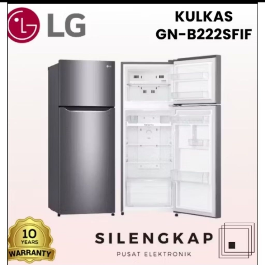 KULKAS LG GNB222SFIF/ SQIF 2 Pintu 225 LITER Smart Inverter/ JUMBO