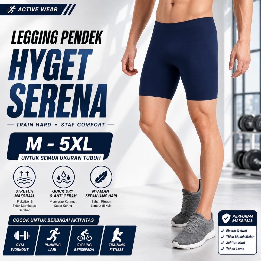 Celana Legging pendek Polos Pria wanita olahraga gym