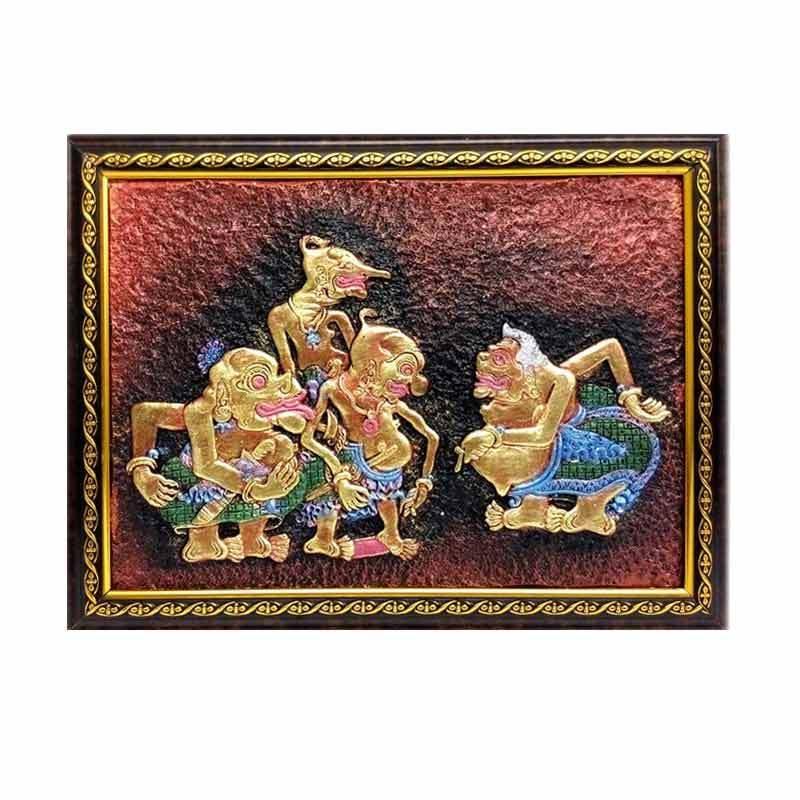 Hiasan Dinding Lukisan Relief 3D Timbul WAYANG PUNOKAWAN 44x33cm