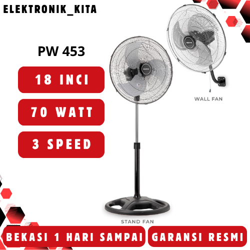 MASPION KIPAS ANGIN POWER FAN 18 INCI PW-453 PW453 PW 453 BERDIRI DAN DINDING GARANSI RESMI