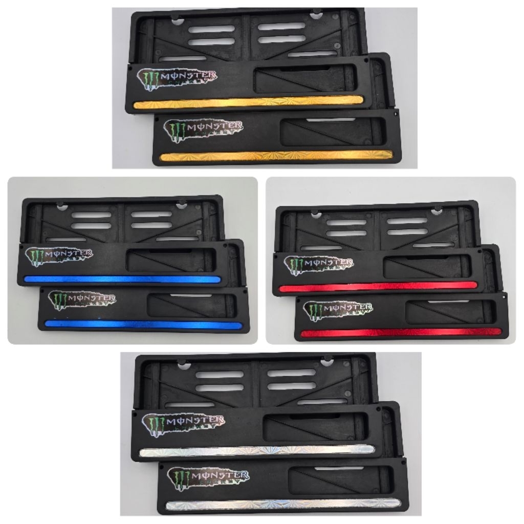 Dudukan Plat Nomer List Nyala Plus Stiker Hologram Monster Energy Universal Semua Motor - Harga Sepa