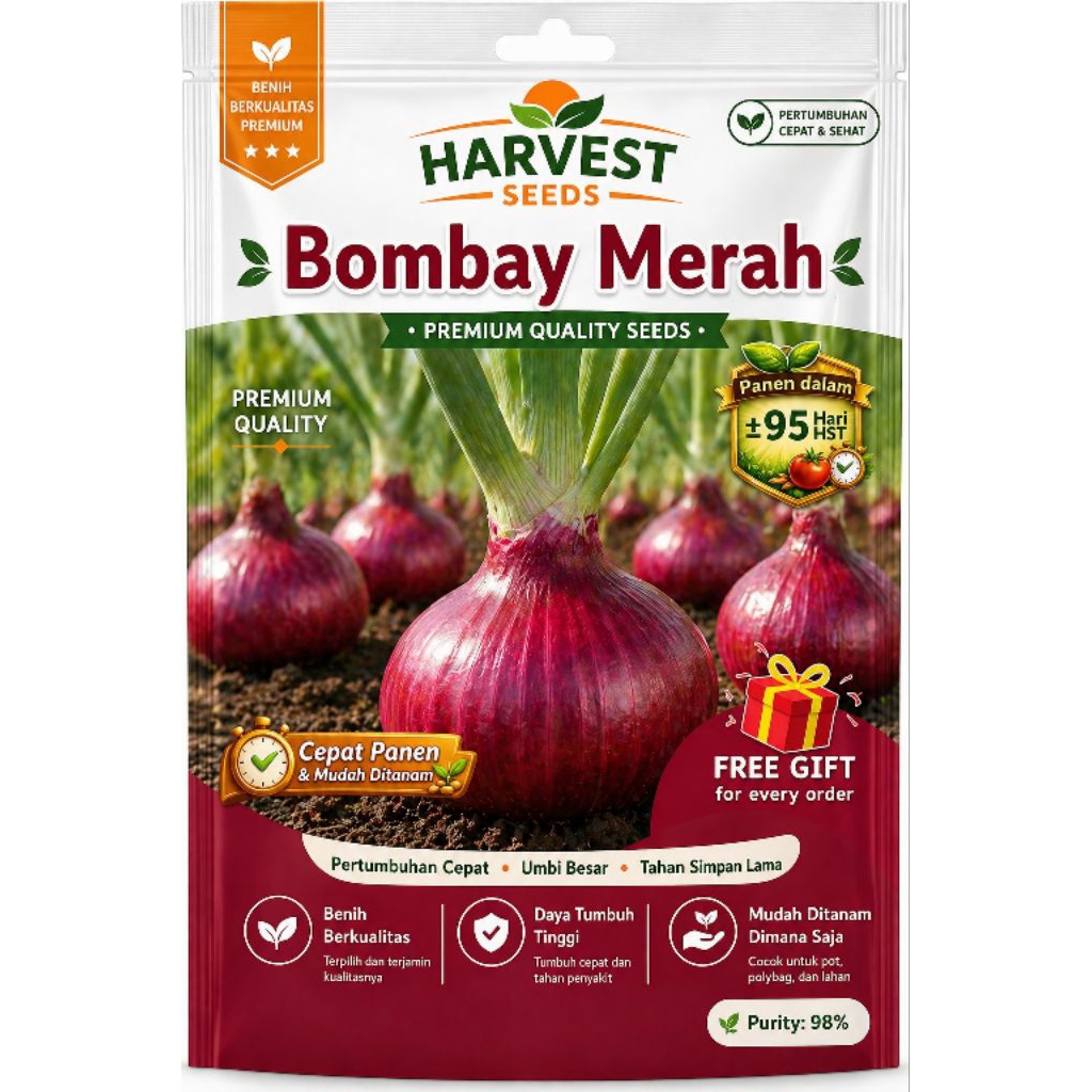Benih Bawang Bombay Merah Isi 100 ButirTanam sendiri bawang bombay merah segar untuk kebutuhan dapur