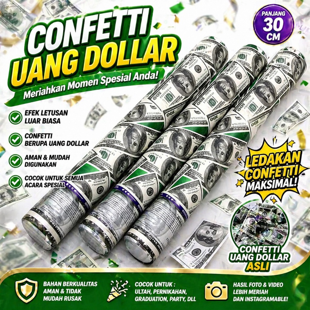 confetti dollar usd (3 ukuran)
