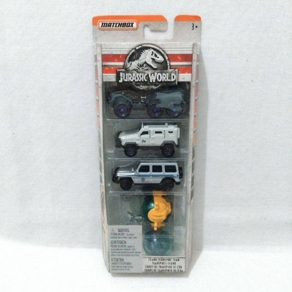 Matchbox MBX Jurassic World Island Transport Team Pack - ISI 5 PCS - Diecast Skala 1:64 Mainan Mobil