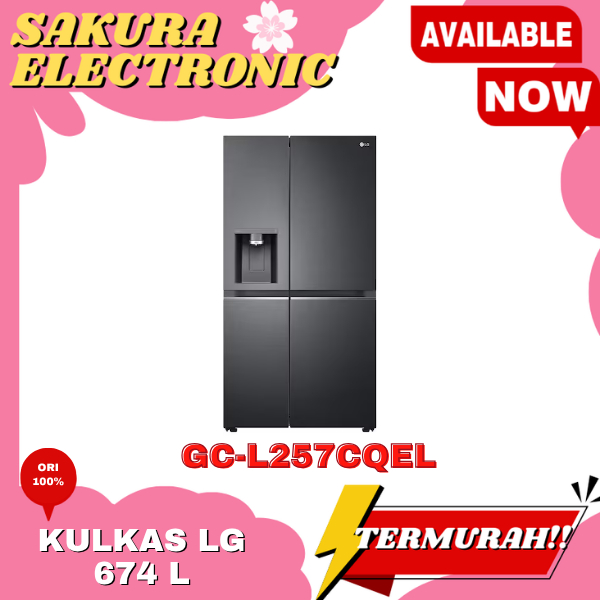 LG GC-L257CQEL 674 L KULKAS SIDE BY SIDE DISPENSER ICE MAKER GC L257CQEL