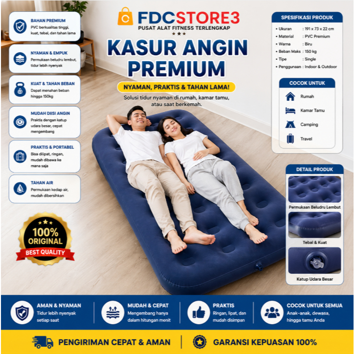 AQUATIC kasur angin single 191x73x22cm / Kasur Tidur Angin / kasur angin single matras angin single