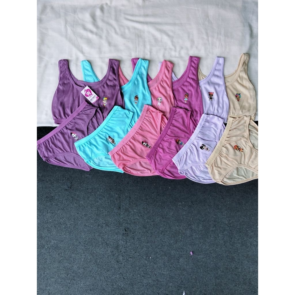 3 Set Singlet Anak Perempuan + CD Celana Dalam Karakter Lucu Premium