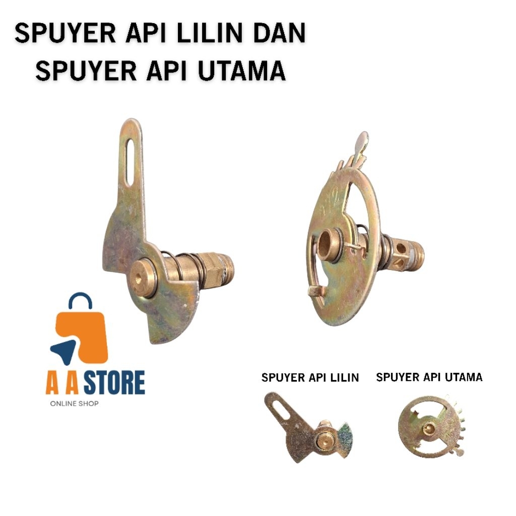 SPUYER MESIN KOMPOR GAS UNIVERSAL / SPAREPART KOMPOR / SPUYER API UTAMA DAN API LILIN KUNINGAN ASLI