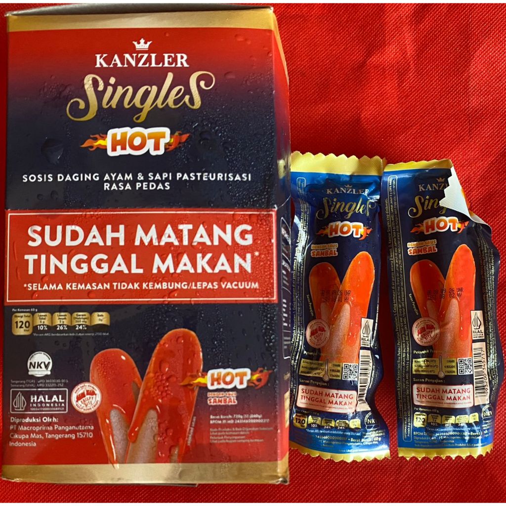 12 Pcs Sosis Kanzler Singles Kemasan Box - Rasa Hot