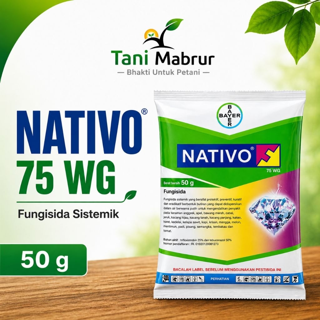 Nativo® 75WG 50gr - Fungisida ZPT Obat Jamur Aksi Ganda Cegah Antraknosa, Bercak Daun, Karat Pada Be