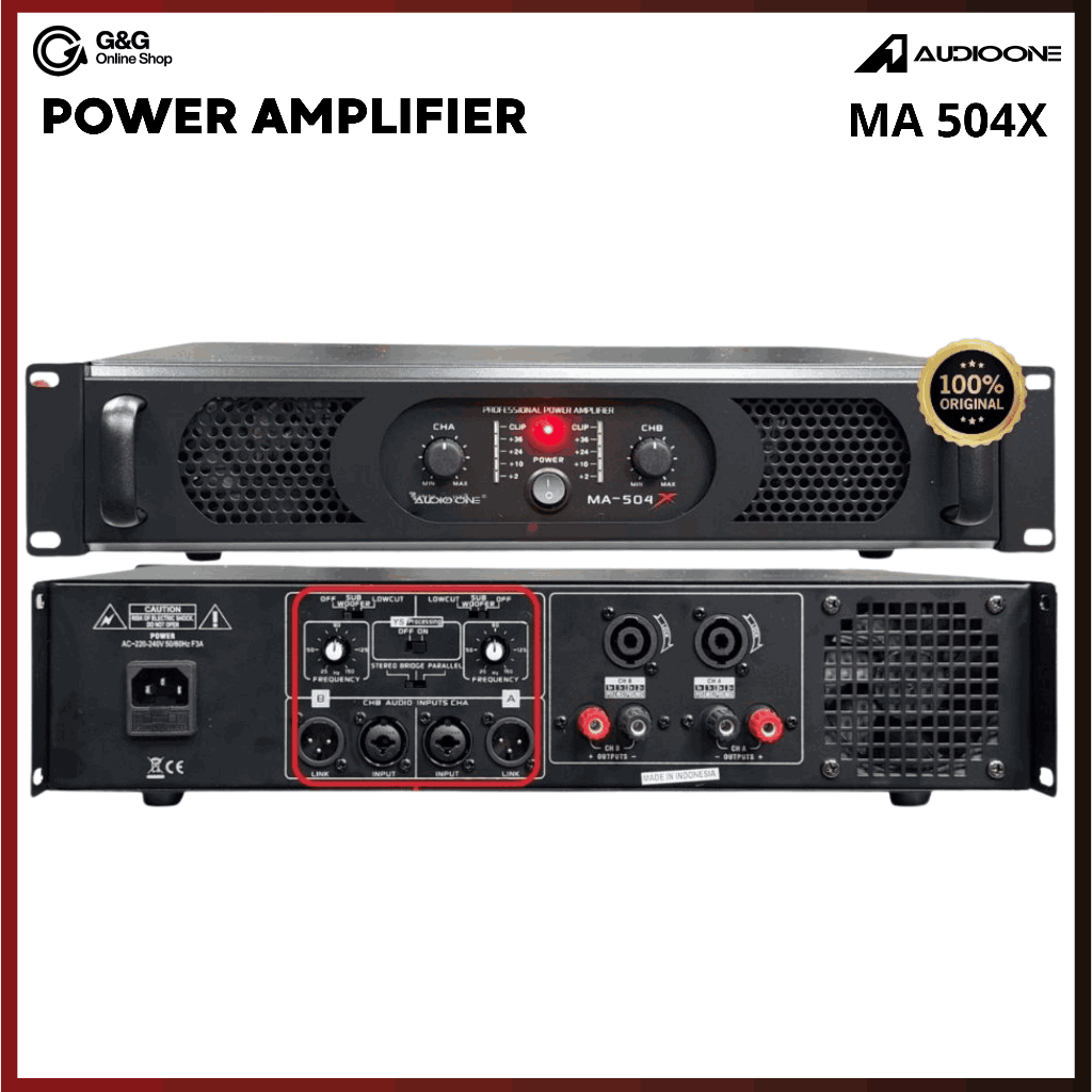 Power Amplifier Profesional AUDIO ONE MA 504X 500W x2  Power Sound System Indoor Outdoor I GNG AUDIO