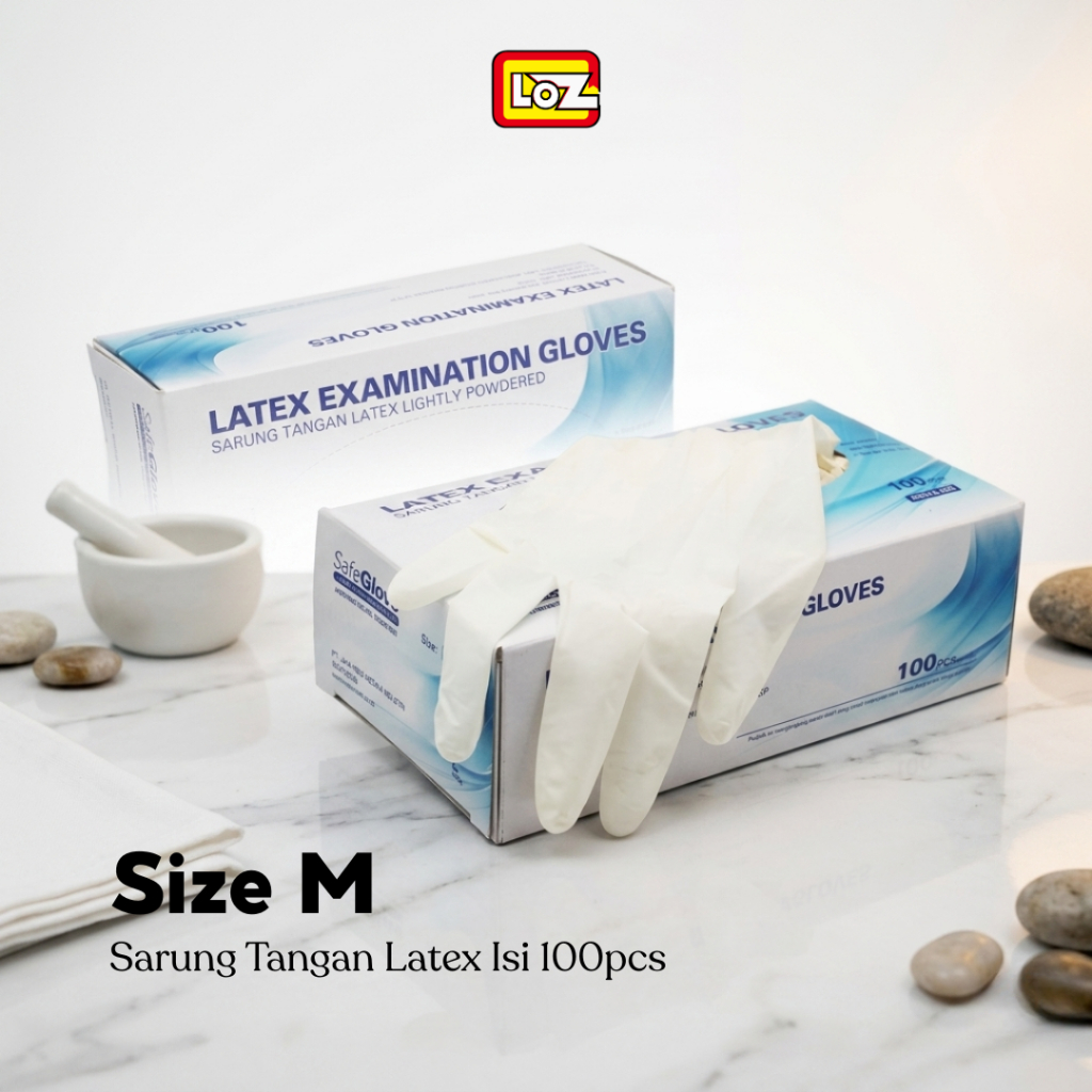 ONEMED SafeGlove  Sarung Tangan Medis Sarung Tangan Powder size M - 1 Box isi 100 pcs