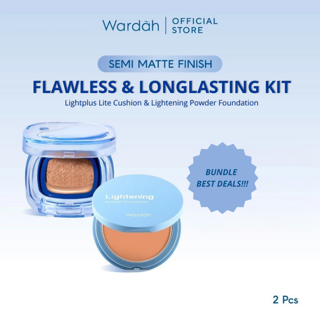WARDAH Paket Make Up Tahan Seharian & Semi Matte Finish | Noda Tertutup Seharian, Anti Longsor, Medi