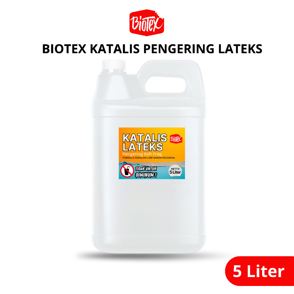 Biotex KATALIS LATEKS 5 LITER Jerigen Cairan Bening Pengering Latex untuk Soft Frog Sofrog