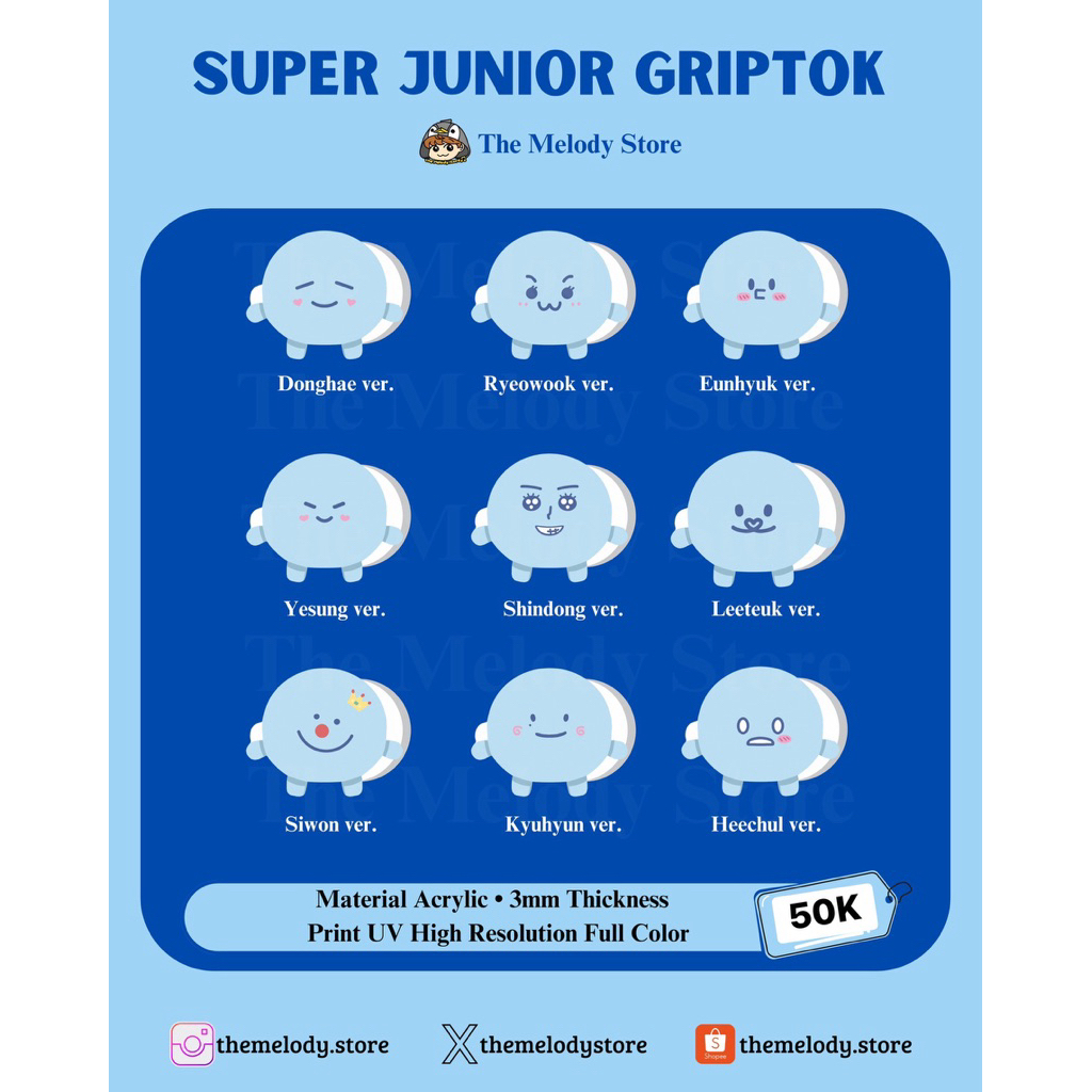 SUPER JUNIOR GRIPTOK POP SOCKET (TULIS VERSI MEMBER DI NOTES PESANAN) Leeteuk Heechul Yesung Shindon