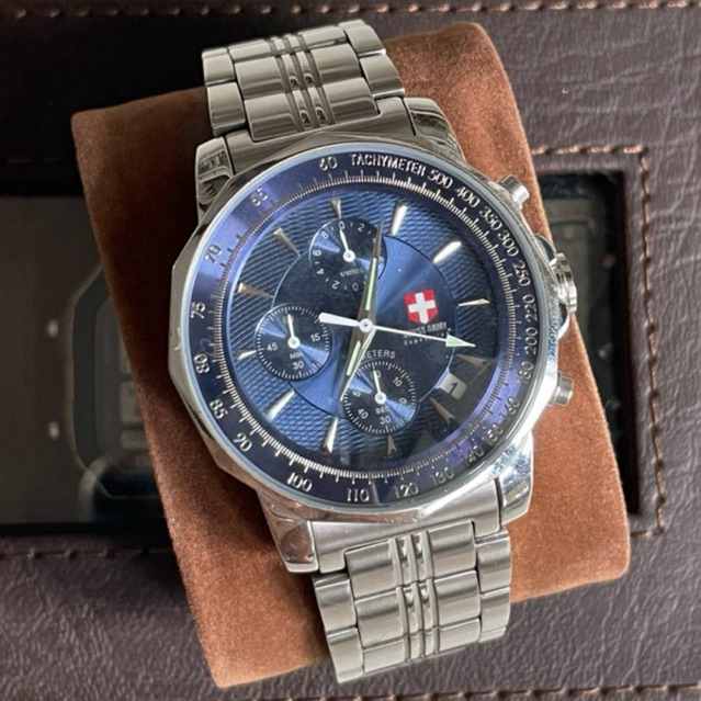 [BUY 1 GET 1] Original Swiss Army Quartz Chronograph Tachymeter Bezel FREE Jam Watch Up