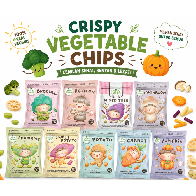 Crispy Salad - Keripik Sayur - Snack Cemilan Sehat Anak - Camilan Organik - Snack Bayi