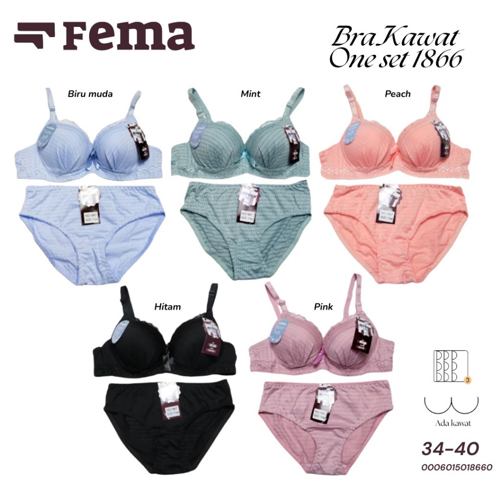 FEMA Official Shop 1 pcs Bra SET 1866 Bra seserahan Busa Tebal ada kawat
