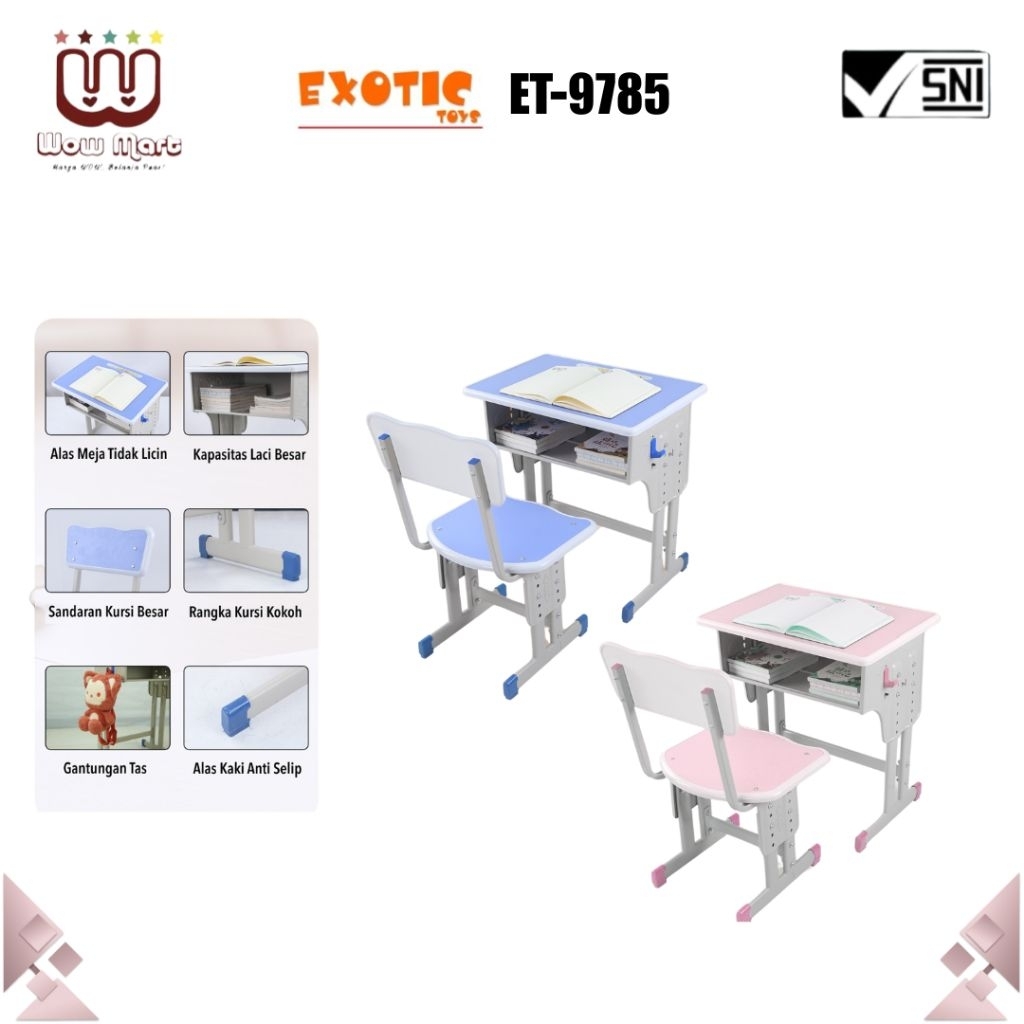 ET 9781 ET 9782 ET 9785  Exotic Study Table Set // Meja Dan Kursi Belajar Anak Dan Dewasa Muat 300kg