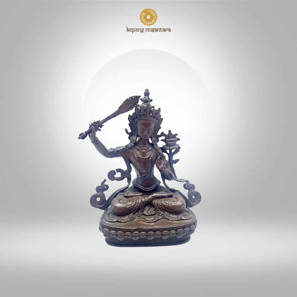Patung Rupang Arca Buddha Manjusri Boddhisatva Tembaga Original Nepal