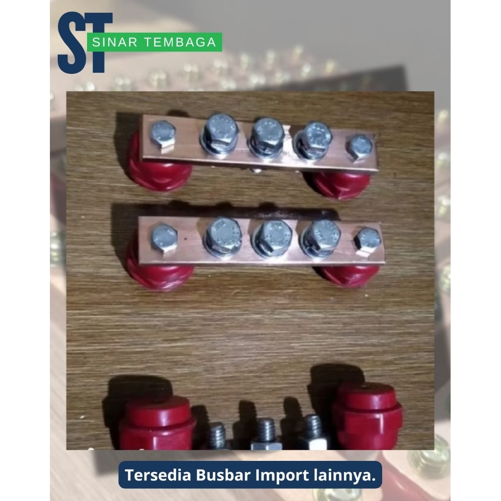 Busbar Tembaga 10mm x 30mm x 200mm 5Baut M8 Busbar Custom