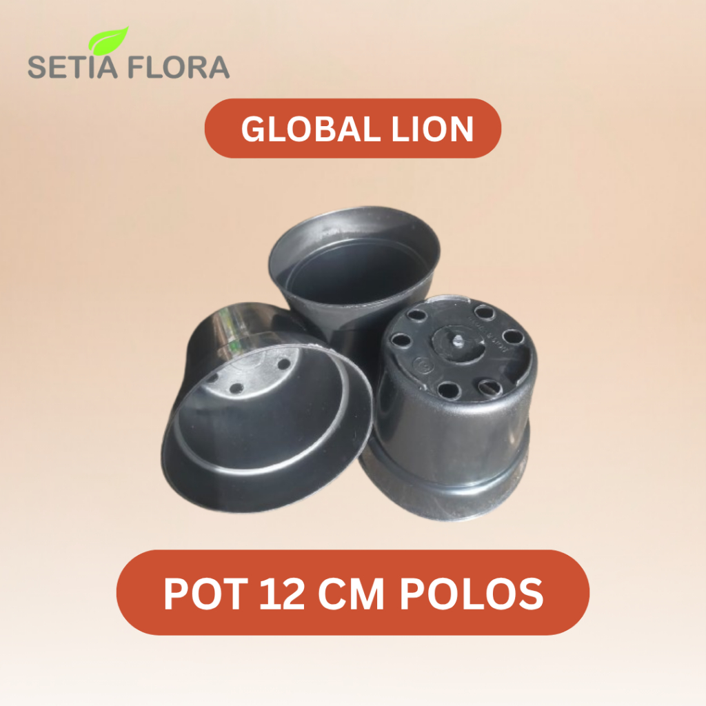 Pot Tanaman Plastik Hitam Global Lion 12 cm Polos