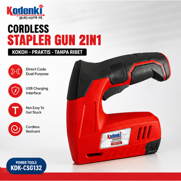 Cordless Staples Gun 2 in 1 | Stapler Tembak Jok Kursi - KODENKI