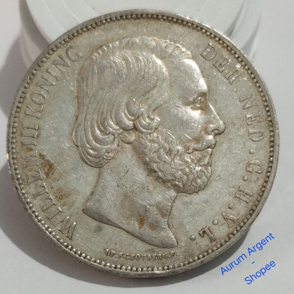 W2.5G.4-- 1 PC KOIN PERAK KUNO ASLI 2.5 GULDEN WILLEM III KONING TH 1872. -- SILVER COIN --