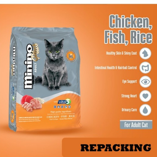 MININO PLUS ADULT | MAKANAN KUCING MININO PLUS UKURAN 1KG