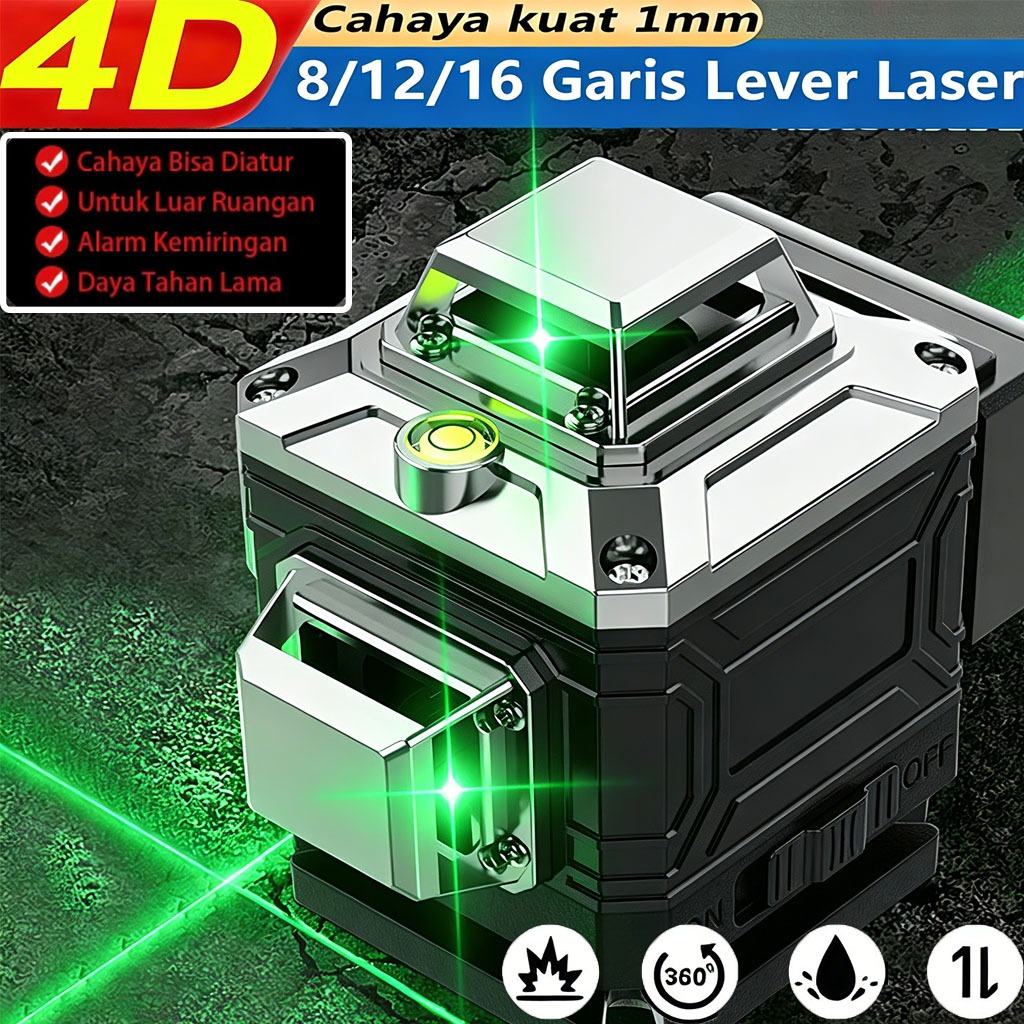 Laser Level 4d 16/12/8 Line Bangunan Waterpass multifungsi Level Tingka laser Level 4 in 1 Alat lase