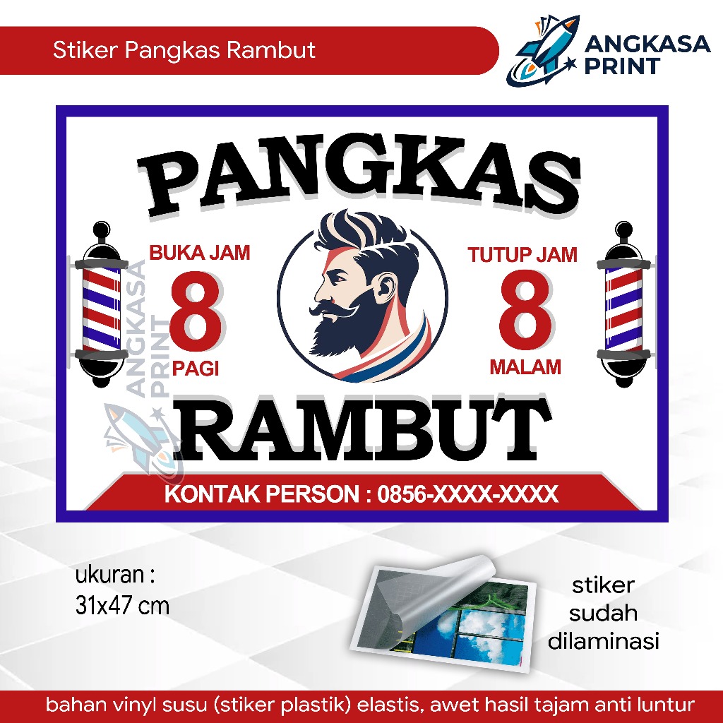 Stiker Potong Rambut - Stiker Pangkas Rambut - Stiker Barbershop