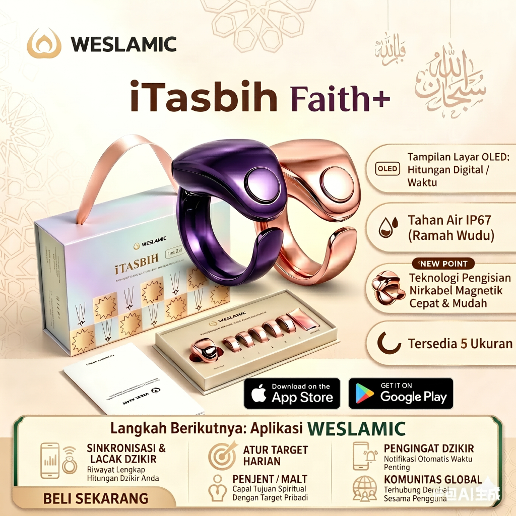 WESLAMIC iTasbih Faith/Faith+ Zikr Ring tasbin digital smart tasbih Smart Ring cincin tasbih digital