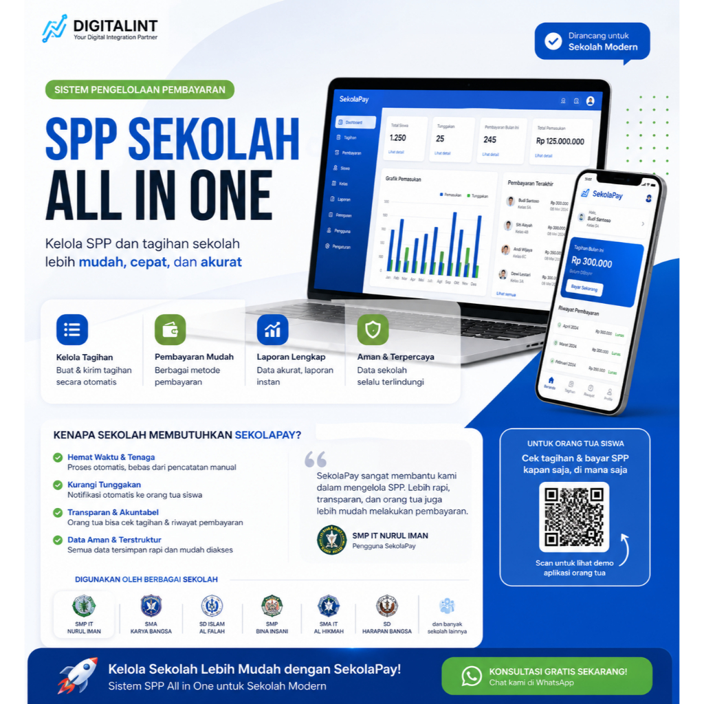 Aplikasi SPP Sekolah Lengkap Terintegrasi (Web dan Android)