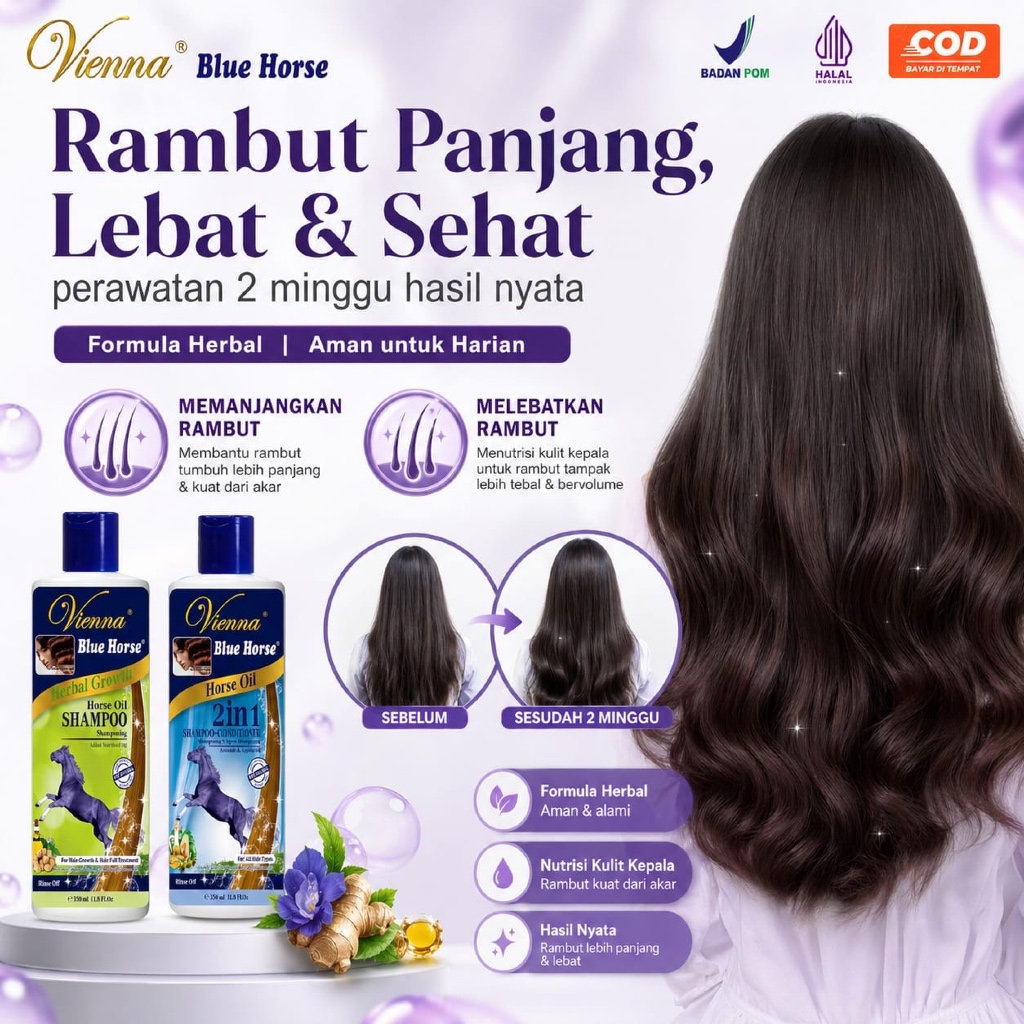 Shampo Kuda Sampo Penumbuh Rambut Cepat Vienna Blue Horse Shampoo Anti Rontok Sampo Kuda