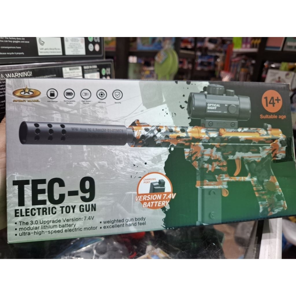 Mainan Anak Pistolan Gell Blaster 7.4v Tec9