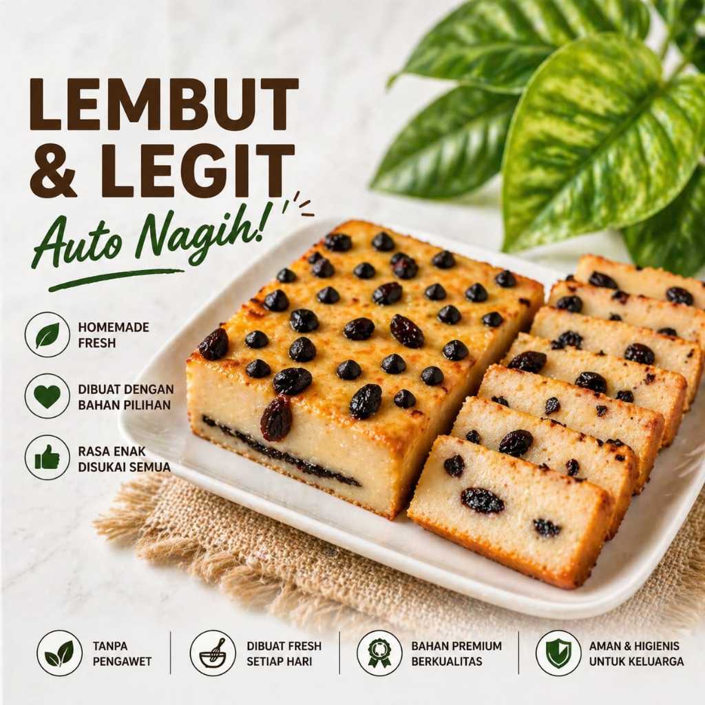(KHUSUS PULAU JAWA ) KUE PROL TAPE PANGGANG KISMIS COKLAT 20 X 9 CM
