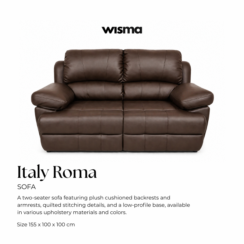 Sofa Italy 2 Seater Double Seater / Sofa 2 Dudukan Minimalis Leather Kulit Sintetis Custom Warna
