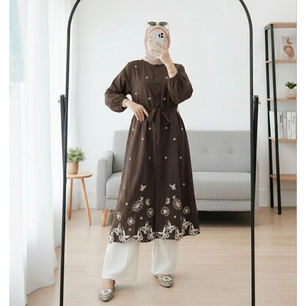 TRISTY LONG TUNIK BORDIR RAYON TWILL