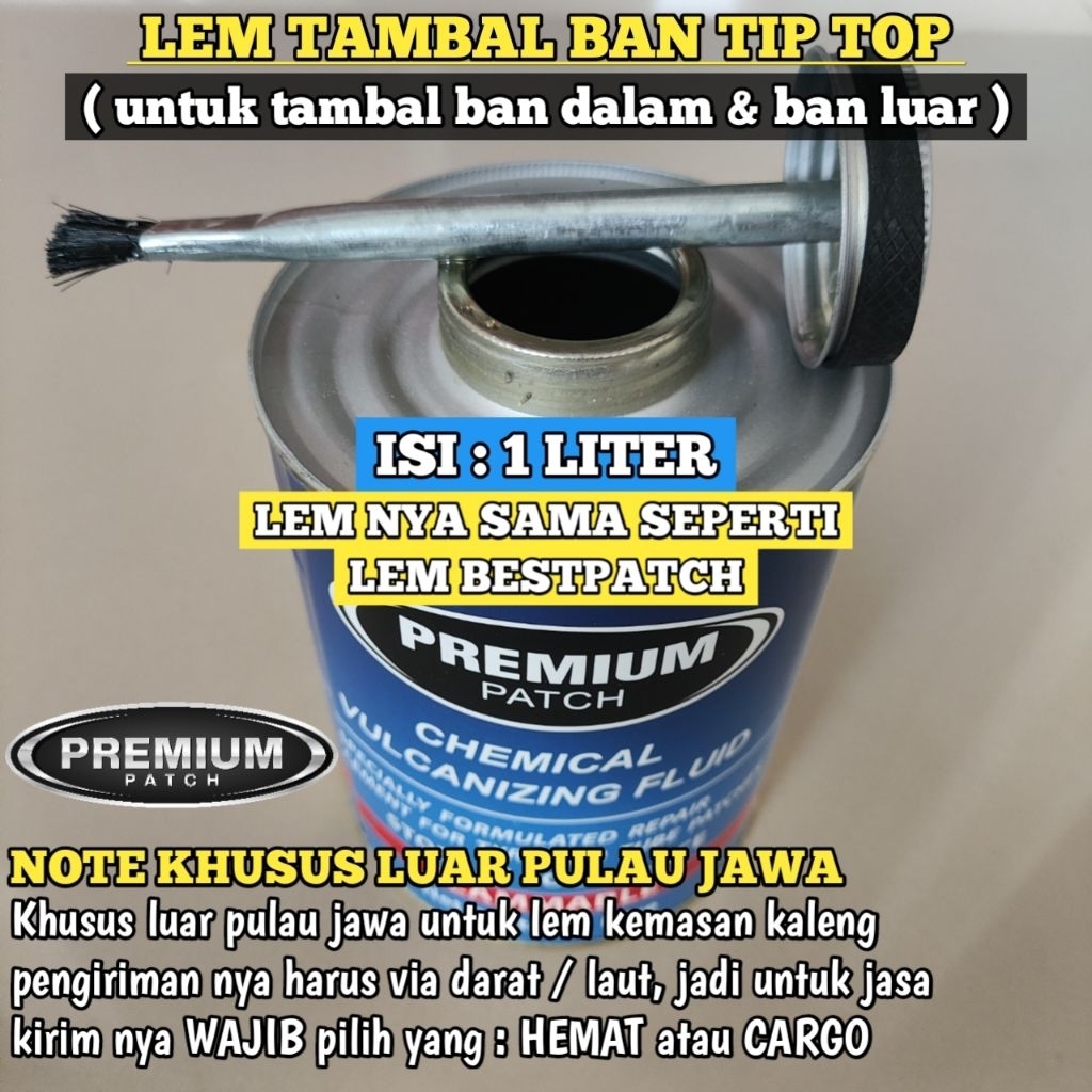 Lem Tambal Ban Tip Top PREMIUM isi 1000ml - Lem untuk tambal ban dalam dan ban luar - BESTPATCH PREM