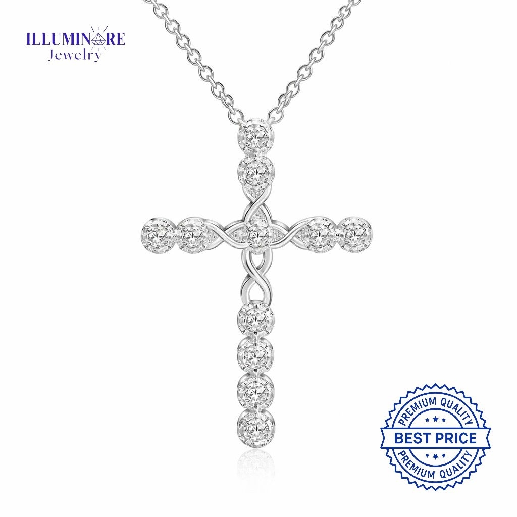 Illuminare-(100% Original) Kalung Liontin Cross Fashion Pria Wanita Mewah Perak Silver Sterling S925