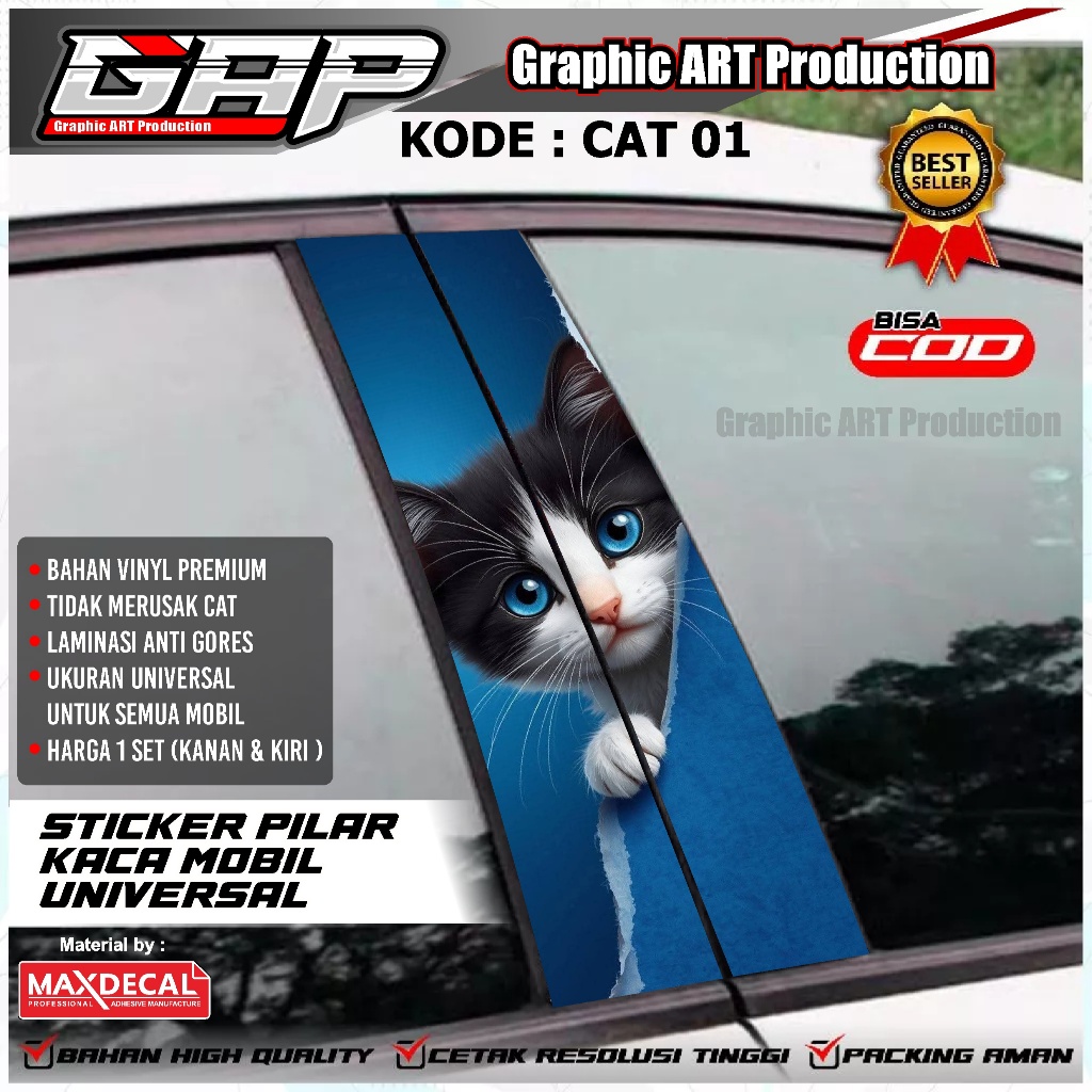 STICKER PILAR PINTU MOBIL DESAIN 3D STIKER PILAR KACA MOBIL MURAH